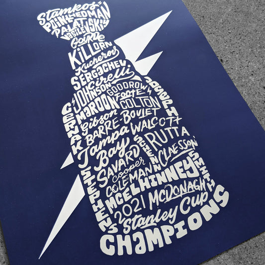 The Bolts 2021 Stanley Cup Silver Foil / Metallic Silver Poster